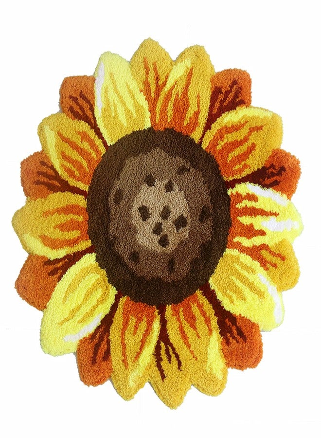 UKELER سجادة استحمام UKELER على شكل زهرة دوار الشمس للحمام 2' قابلة للغسل ناعمة سجادات منطقة مطبخ غير قابلة للانزلاق ماصة لمياه الاستحمام، صفراء - Image 1