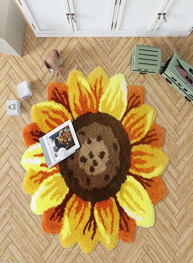UKELER سجادة استحمام UKELER على شكل زهرة دوار الشمس للحمام 2' قابلة للغسل ناعمة سجادات منطقة مطبخ غير قابلة للانزلاق ماصة لمياه الاستحمام، صفراء - Image 4