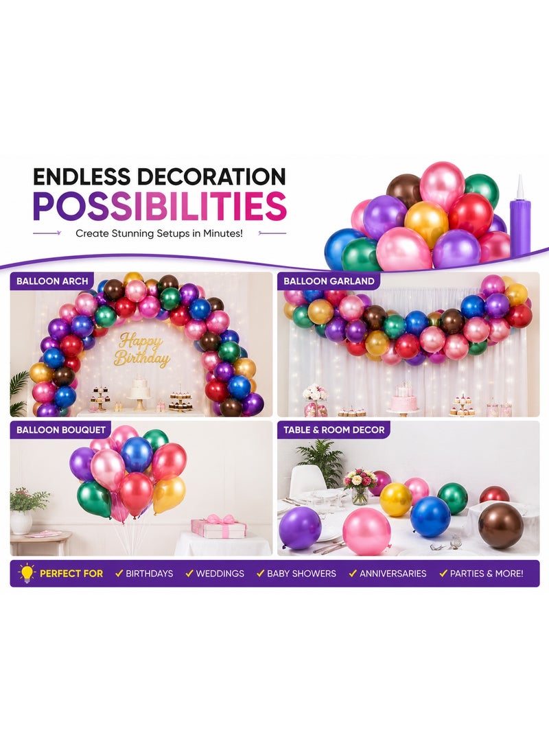 CHEEMAISTIC 41 PCS Party Balloon Decoration Kit, Mini Pearl Latex Balloons with Hand Pump, 40 Assorted Color Balloons for Birthday, Wedding, Baby Shower, Anniversary, Festival & DIY Party Decorations - Image 4