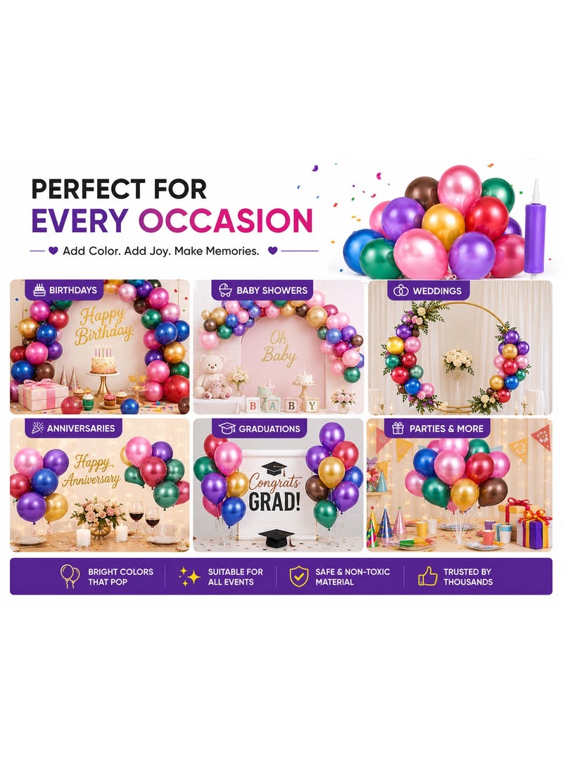 CHEEMAISTIC 41 PCS Party Balloon Decoration Kit, Mini Pearl Latex Balloons with Hand Pump, 40 Assorted Color Balloons for Birthday, Wedding, Baby Shower, Anniversary, Festival & DIY Party Decorations - Image 5