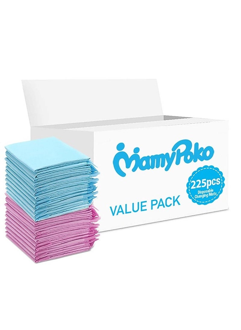 MamyPoko Disposable Changing Mats, 225 Counts, Soft Waterproof Mat, Portable Leak Proof Changing Mat, New Mom Leak-Proof Under pad, Mattress Table Protector Pad  - Image 1