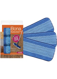 BONA Microfiber Cleaning Pad For Hardwood And Hard Surface Floors 3 Pack For Use With  Mop Dual Zone Cleaning Design For Faster Cleanup  - Image 1