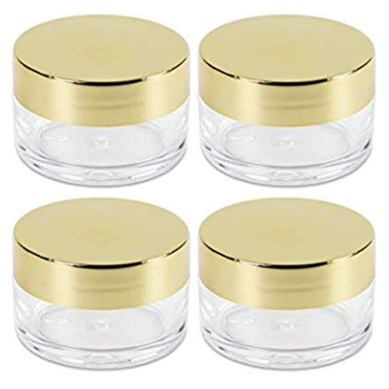 Devinez Multipurpose (Pack of 4) Round Clear Glass Cosmetic Jars,30gm with Inner Liners and Golden Lids, Travel Jars, Refillable for Makeup, Cream, Lotion, Sugar Scrubs, Eye Shadow Paint, Jewelry - Image 3