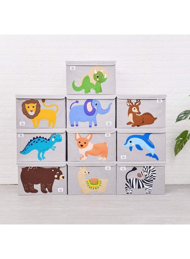 CLCROBD CLCROBD Foldable Large Kids Toy Chest with Flip-Top Lid, Collapsible Fabric Animal Toy Storage Organizer/Bin/Box/Basket/Trunk for Toddler, Children and Baby Nursery (Triceratops)  - Image 5