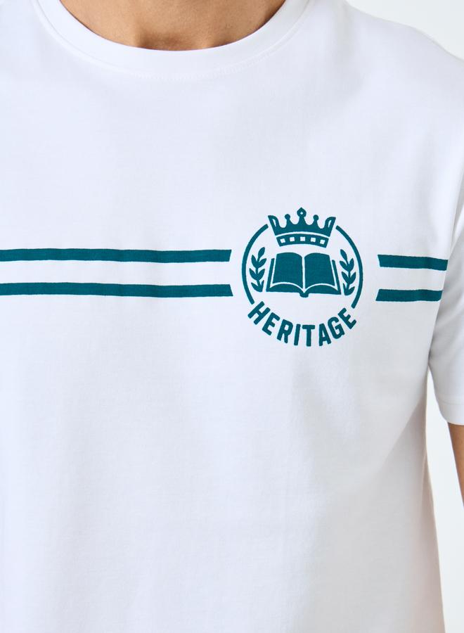 Styli Men White HD Print Interlock Athleisure T-Shirt - Image 4