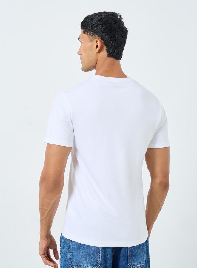 Styli Men White HD Print Interlock Athleisure T-Shirt - Image 5