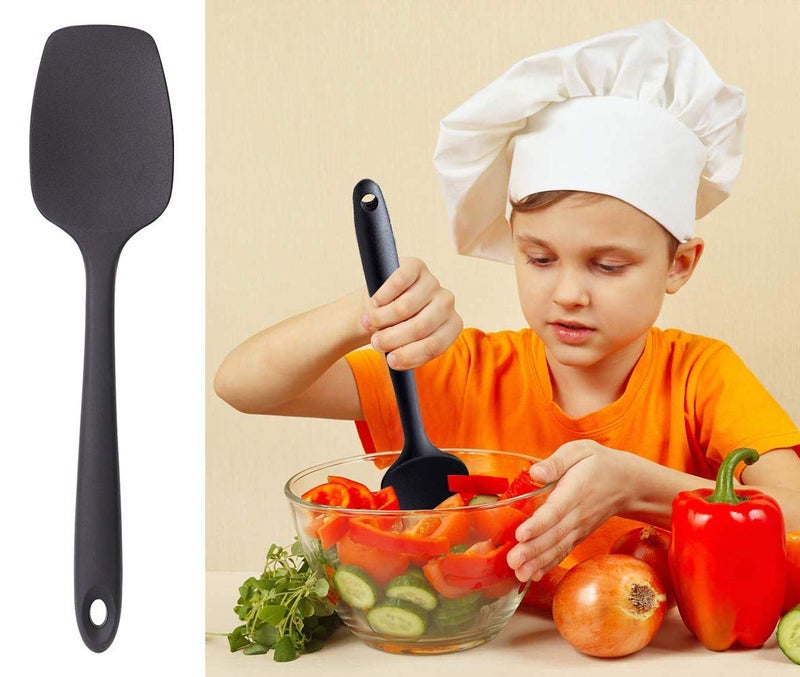 P-Plus International Silicone Spatula Set 4-pcs - 446ºF Heat-Resistant Baking Spoon Spatula - Seamless One-Piece Design Easy to Clean - Non-Stick Silicone Stainless Steel Core (Spatula 4A Black) - Image 4
