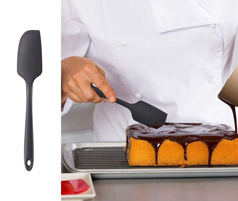 P-Plus International Silicone Spatula Set 4-pcs - 446ºF Heat-Resistant Baking Spoon Spatula - Seamless One-Piece Design Easy to Clean - Non-Stick Silicone Stainless Steel Core (Spatula 4A Black) - Image 3