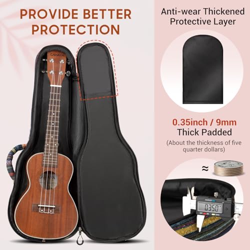 CAHAYA Ukulele Bag Ukulele Case 26 Inch Soft 0.4 Inch Thick Padded with Adjustable Strap (26 inch) - Image 3