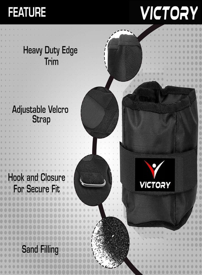 VICTORY Professional Wrist/Ankle Weight Pair | Resistance Exercise | Wrist Ankle | Fitness Band | Unisex Workout Equipment | Finest-Quality Polyester Fixed (500gm Pair, Black) - Image 3