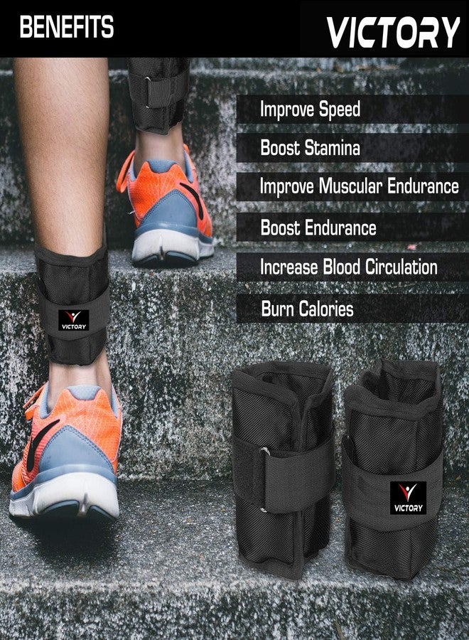 VICTORY Professional Wrist/Ankle Weight Pair | Resistance Exercise | Wrist Ankle | Fitness Band | Unisex Workout Equipment | Finest-Quality Polyester Fixed (500gm Pair, Black) - Image 2