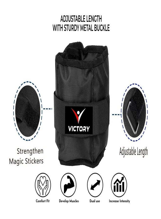 VICTORY Professional Wrist/Ankle Weight Pair | Resistance Exercise | Wrist Ankle | Fitness Band | Unisex Workout Equipment | Finest-Quality Polyester Fixed (500gm Pair, Black) - Image 5