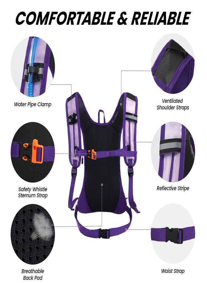 Nepest Rave Hydration Pack Backpack, Festival Essential, Hydropack Water Backpack with 2L Water Bladder for Hiking Cycling Running, Purple - Image 4
