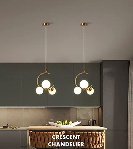 WHITERAY Corded Electric, Metal Hanging Light with Glass Shade, Gold (C-3 Gold, with Bulb) - Image 3