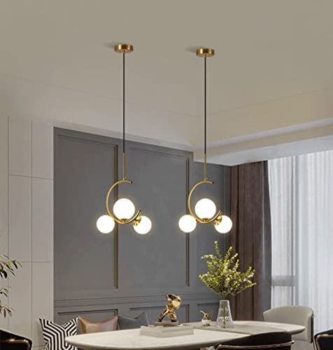 WHITERAY Corded Electric, Metal Hanging Light with Glass Shade, Gold (C-3 Gold, with Bulb) - Image 5