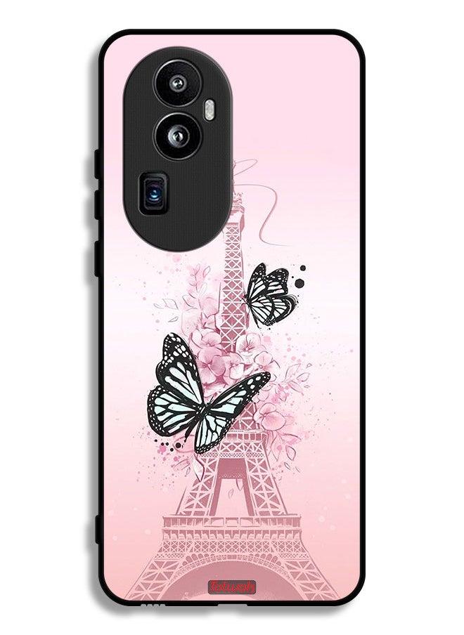 Tolwak - Oppo Reno10 Pro (China) Protective Case Cover Butterflies On Eiffel Tower - Image 1