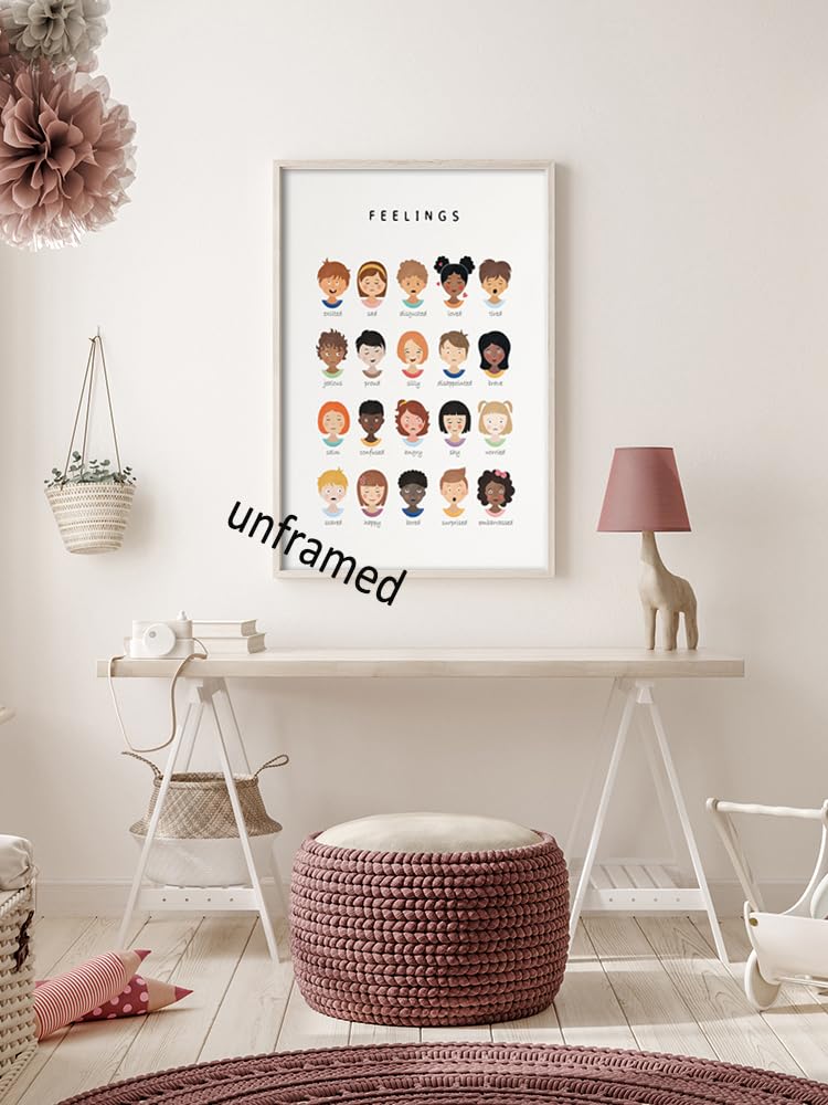 uoyien Feelings Chart And Emotions Poster For kids Mental Health Awareness Canvas Wall Art Special Emotions Faces Calm Corner Prints Classroom Social Worker Office Decor 12x16in Unframed - Image 5