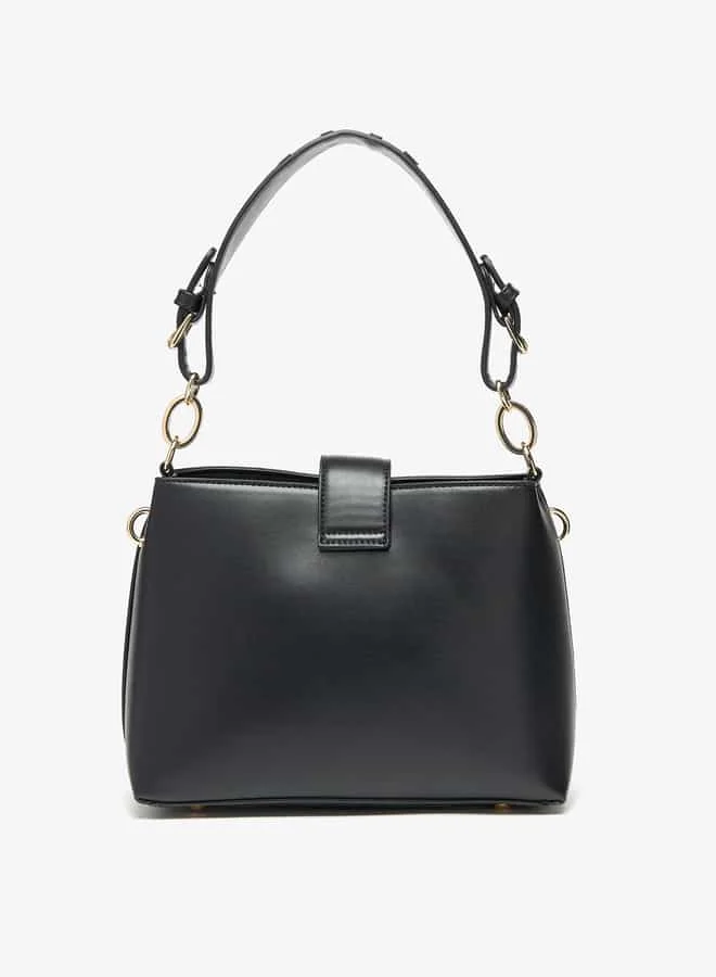 ELLE Women Solid Crossbody Bag with Button Closure and Adjustable Strap