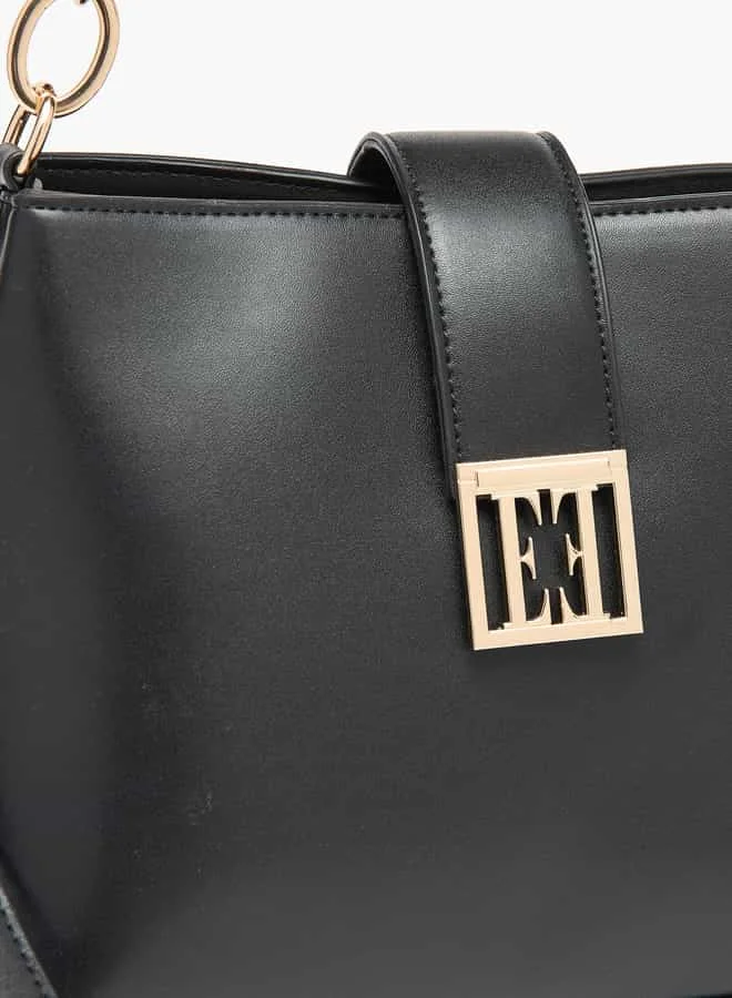 ELLE Women Solid Crossbody Bag with Button Closure and Adjustable Strap