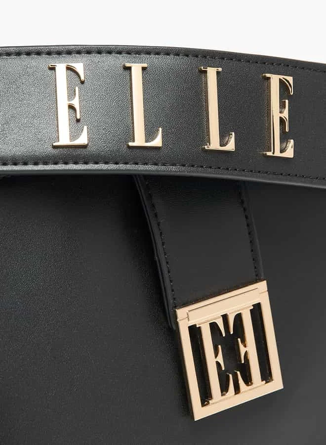 ELLE Women Solid Crossbody Bag with Button Closure and Adjustable Strap