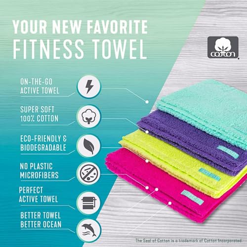 FACESOFT Eco Friendly Gym Towel for Working Out - Soft and Absorbent Cotton Exercise - No Synthetic Microfibers or Plastics - Sweat Towel for Gym, Fitness, Sports, Yoga - Aqua - 1 Pc - Image 2