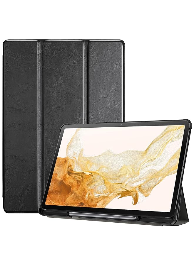 Procases Galaxy Tab S8 Plus 2022 Tab S7 Fe 2021 Tab S7 Plus 2020 12.4 Inch Case Slim Stand Pu Leather Smart Cover With Pencil Holder For 12.4 Inch Galaxy Tab S8 Plus 2022 S7 Fe 2021 S7 Plus 2020 Black