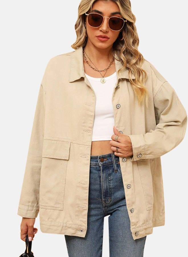 يونيكي جاكيت جينز بأكمام طويلة وياقة بيج - Image 1