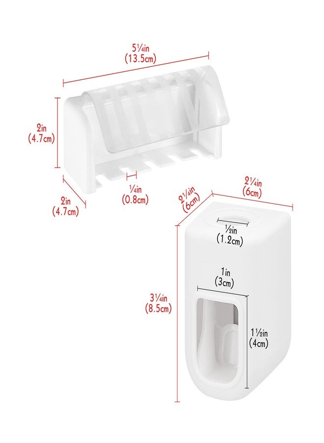 LUEXBOX 5 Slots Wall Mount Toothbrush Holder with Cover, Self Adhesive Toothbrush Storage Organizer for Shower, Toothbrush Hanger with Automatic Toothpaste Squeezer Dispenser - Image 2