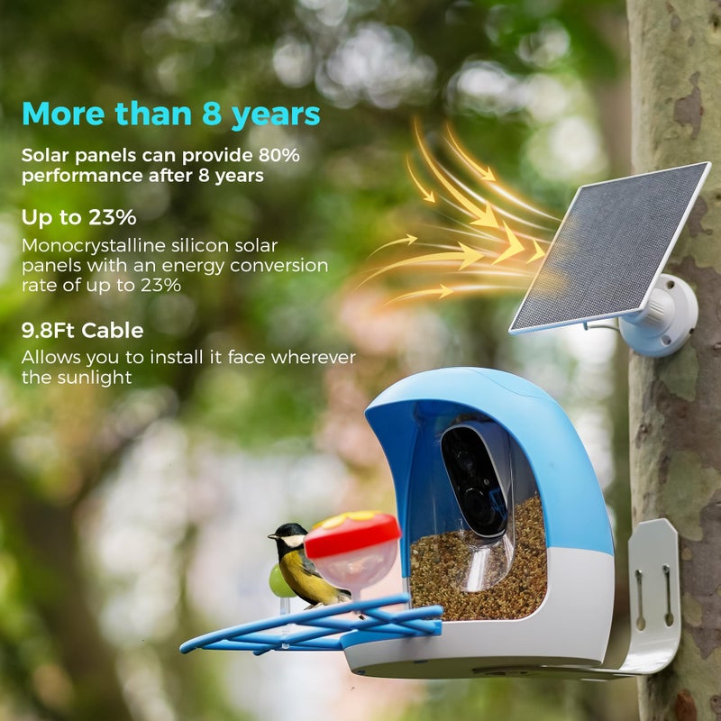 SOVMIKU Vicohome 5V Solar Panels for Security Cameras for Bird Feeder 23% Energy Conversion Rate,9.8Ft Cable, USB C & Micro-USB Compatible, Weather Resistant, 360Â° Adjustable Bracket, for Tapo Eufy Aosu .etc - Image 4