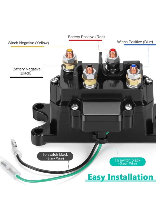 12V 250A Winch Solenoid Relay Contactor Truck for ATV UTV 2000-5000lbs with  Contactor Winch Rocker Thumb Switch Kit and 6 Protecting Caps - Image 2