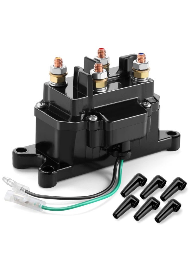 12V 250A Winch Solenoid Relay Contactor Truck for ATV UTV 2000-5000lbs with  Contactor Winch Rocker Thumb Switch Kit and 6 Protecting Caps - Image 1