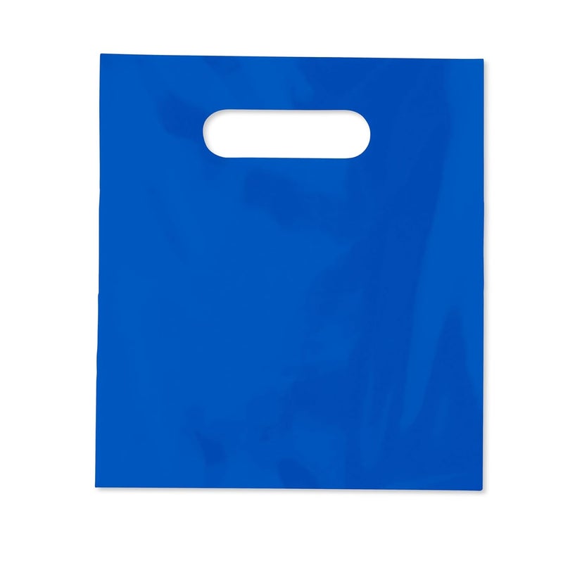 Plastic Merchandise Bag with Die Cut Handle, 7-3/4" x 9" Size, 2 Mil Bag, 100 Pack, Blue