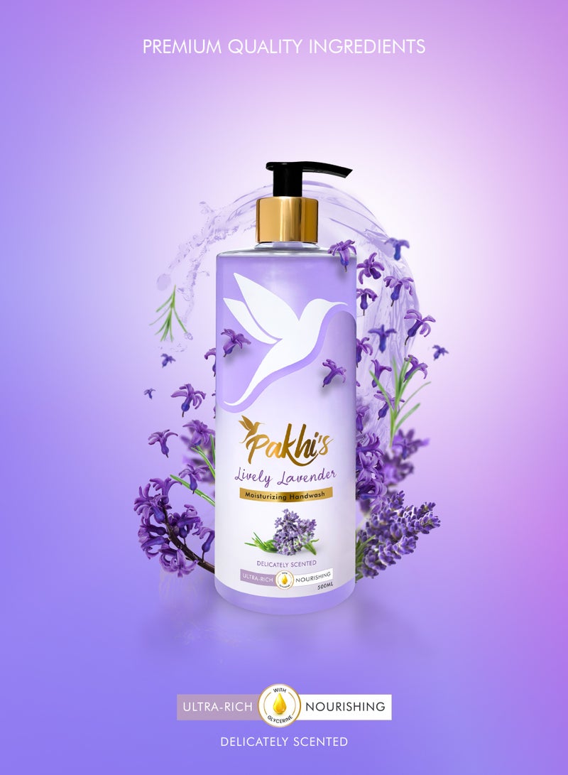 Pakhi's Pakhi’s Lively Lavender Liquid Hand Soap – Moisturizing Foaming Hand Wash for bathroom and kitchen with Pump - Luxurious Nourishment for Your Skin (500ml) - Image 2