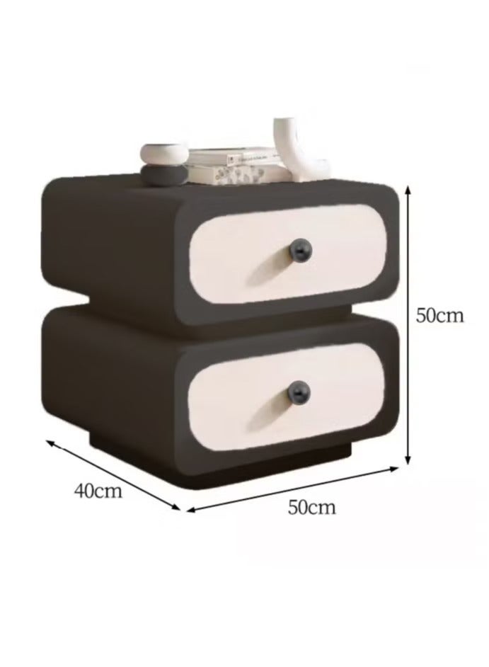 رافين طاولة جانبية متعددة الأغراض بتصميم جمالي عصري، طاولة جانبية متينة من الخشب الصلب لغرفة النوم، خزانة أدراج ذات حافة مستديرة، خزانة تخزين 50 × 40 × 50 - Image 4