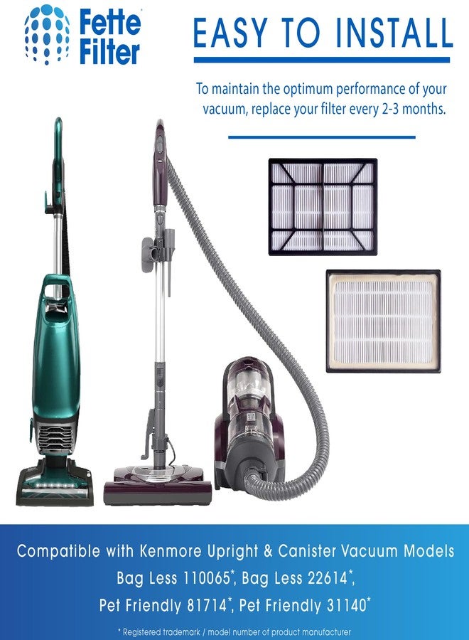 فيتي فلتر فلتر فيت - فلتر وسائط هيبا EF-9 EF-9 رقم 53296 لمكانس كنمور 21814، 81714، 22614، 31140، 31150، BU1017، BU1018، BU1005، 10065، 40195، 22614، 81714، المكانس العمودية والأسطوانية - عبوة من 3 قطع، رقم القطعة 53296 - Image 4