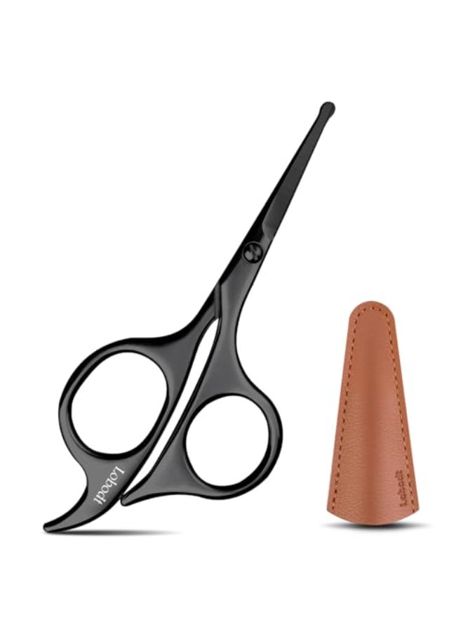 Lobodt 47inch small nose hair scissors black roundheaded scissors for trimming facial hair beards ear hair eyebrows bathroom Moustache Trimmingpersonal care and beauty - Image 1