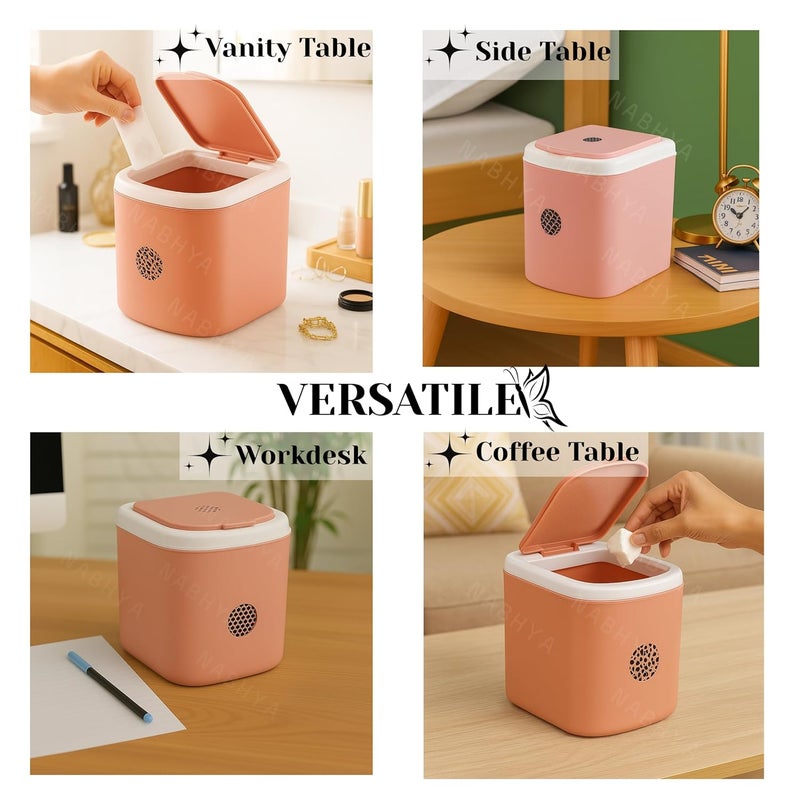 Liza Mini Waste Bin Disposal Dustbin Wooden Finished Dustbin for Car Office Desk and Home Use (Pink) - Image 5