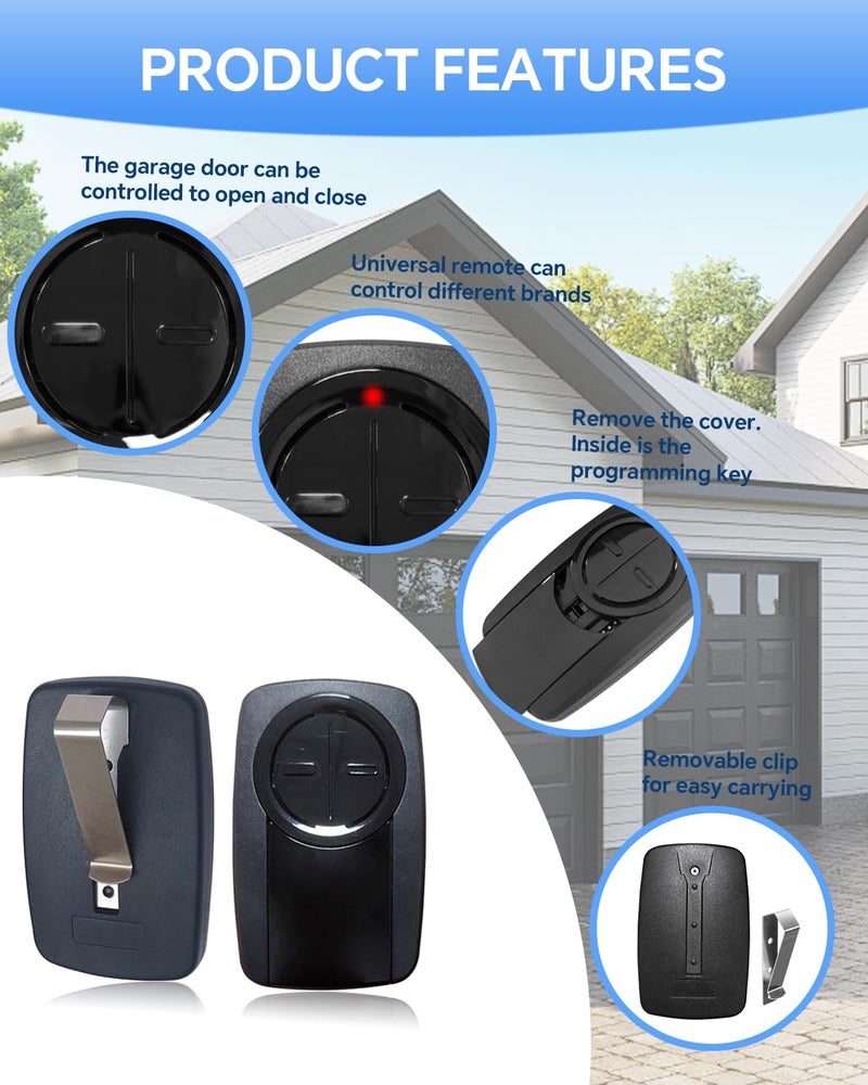 YIKQIDIS 380UT Chamberlain klik5u-bk2 klik3u-bk Garage Door Opener Remote Clicker, 375UT Universal Garage Door Remote for Lift Master Craftsman Genie, Dip Switch (Black 1PCS, Black) - Image 5