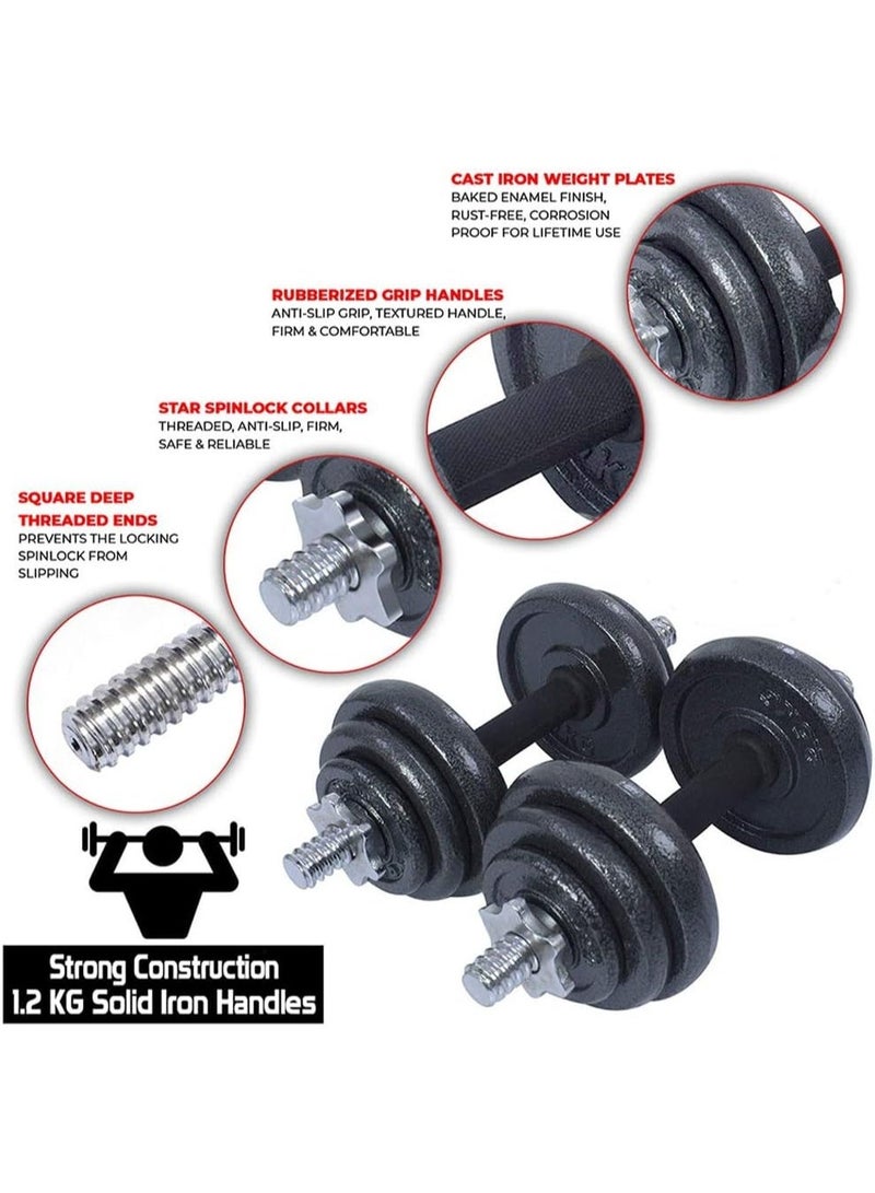 bunca 20kg Adjustable Iron Dumbbell – Complete Weight Set for Home and Gym Workouts - Image 3