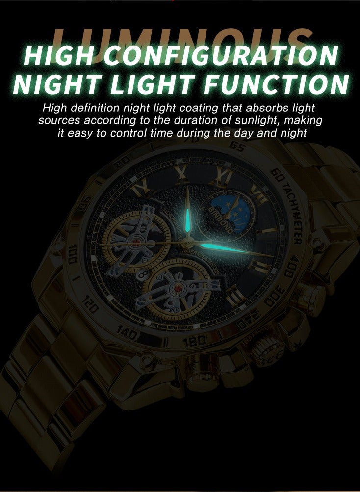 BINBOND Men's Watch Business Sports Trend Tourbillon Stainless Steel Belt Waterproof Calendar Fashion Quartz Wristwatches - Image 4
