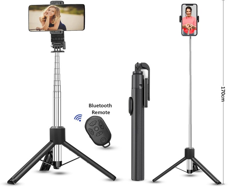 USTINE طقم يوتيوبر ® | ضوء حلقي 12 بوصة | ميكروفون مستورد | عصا سيلفي طويلة جدًا مع قاعدة ثلاثية كبيرة معززة تصل إلى 67 بوصة/170 سم مع جهاز تحكم عن بعد بلوتوث، فيديوهات فيسبوك، ريلز، مدونات (مع ضوء 12 بوصة) - Image 5