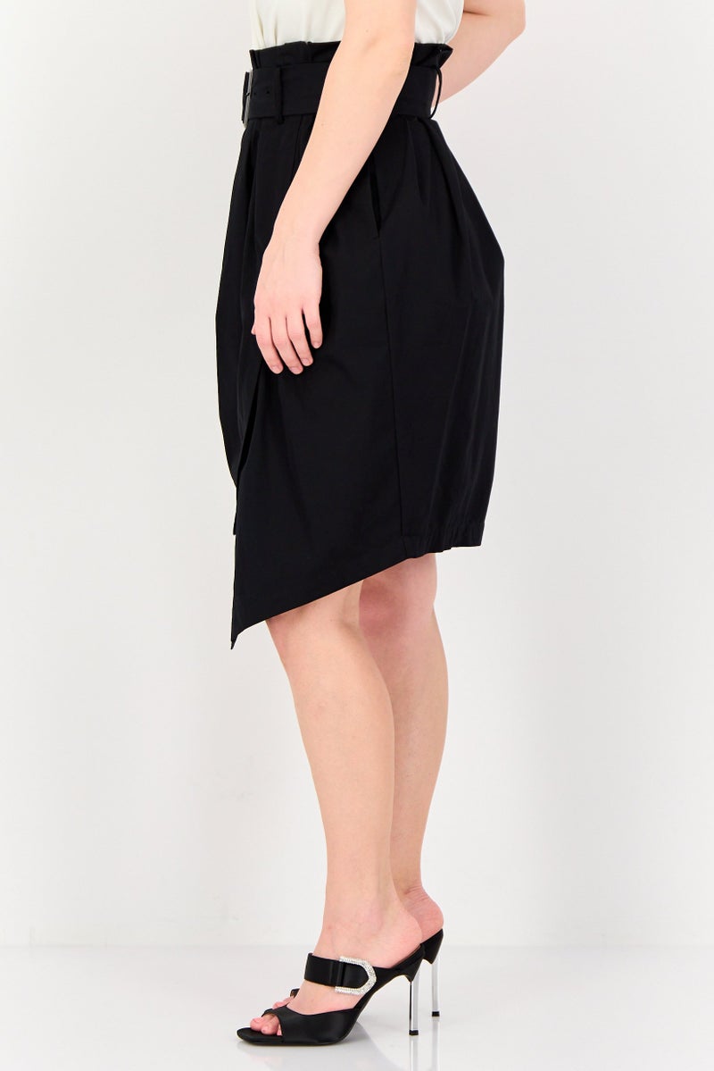 Selected Femme Women Solid Belted Mini Skirt, Black - Image 2