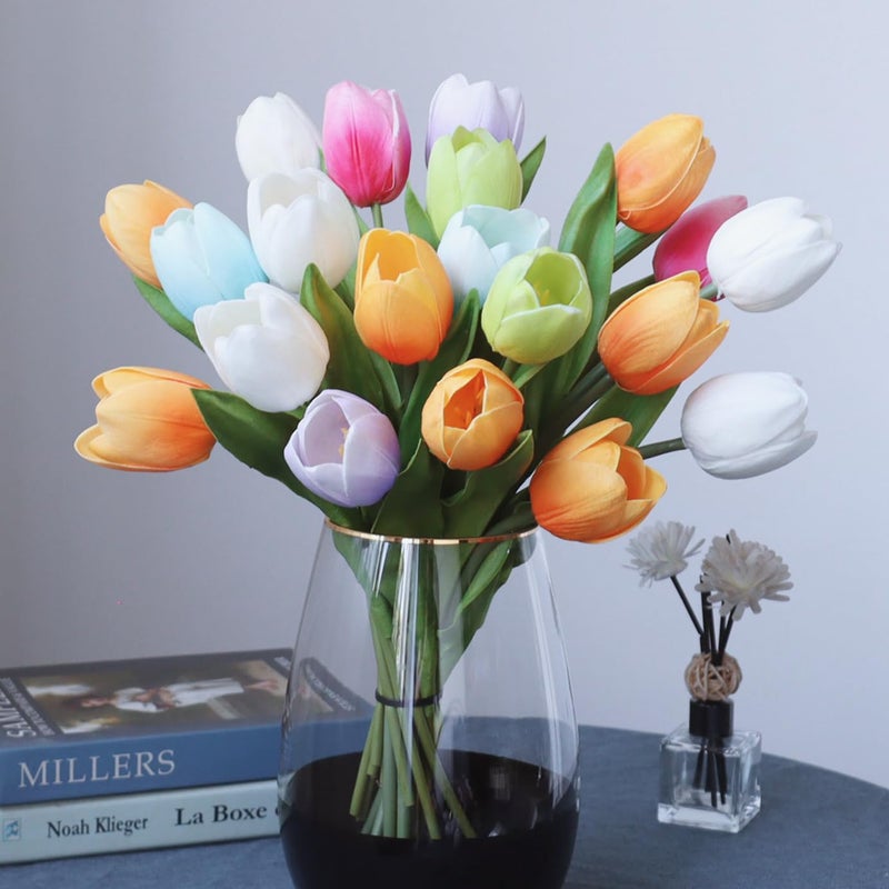 Buart Spring-Colors Tulip Flowers Artificial Luxury Big Tulip Valentine's Day Mother's Day Easter Home Kitchen Wedding Decorations(11pcs) - Image 1