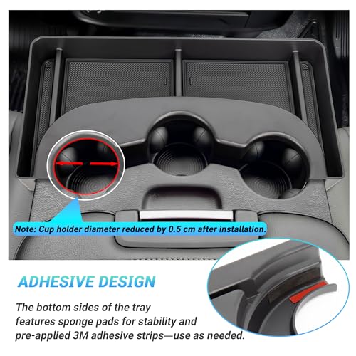 Sinminou Center Console Cup Holder Organizer Compatible with 2013-2024 Dodge RAM 1500/1500 Classic, 2013-2026 RAM 2500/3500 Accessories, Cup Holder Front Storage Box Tray (Fit 3-Cup Holder Jump Seat) - Image 5