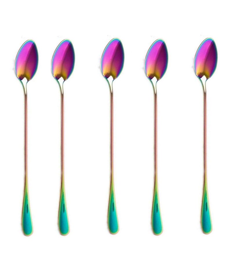 10 Piece Long Handle Iced Tea Spoon Stainless Steel Coffee Mixing Spoons Long Cream Dessert Spoons