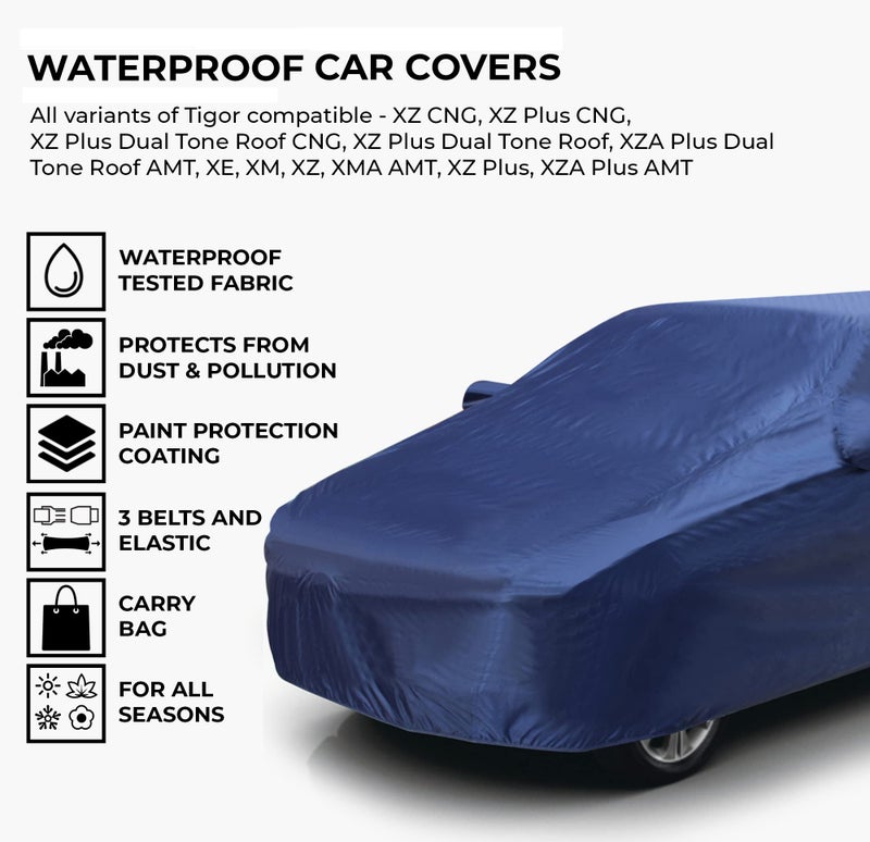 AutoGuys Car Cover Waterproof TF-I for Tata Tigor [Year 2017 Onwards] - Tigor Car Cover Dust & UV Protection Tigor Car Body Cover with Mirror Pocket Soft Cotton Lining - Image 2