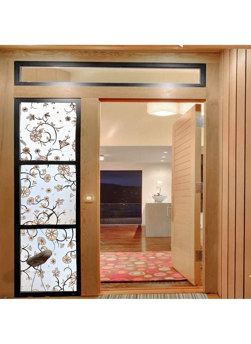 HAPPYMATES HAPPYMATES Window Privacy Film Removable Frosted Glass Window Film for Bathroom Opaque Static Cling Heat Control Door Sticker for Home Office 12 X 48 Inch_2 Pack Black Daisy  - Image 4