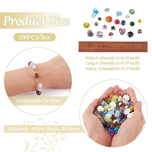 Craftdady 200 pcs Mixed Shapes & Colors Lampwork Glass Beads Loose Beads Fit Most Major Charm Bracelets, 4-20x4-20mm, Hole: 1-2.5mm - Image 2