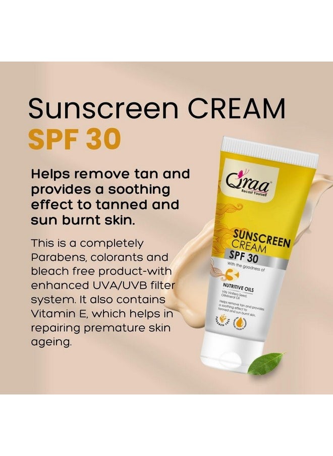 Qraa Sunscreen - Spf 30 Pa++++ Sunscreen Cream Spf 30|Helps Remove Tan|Helps In Sun Burn| Pack Of 3 (300Gm, 3)  - Image 2