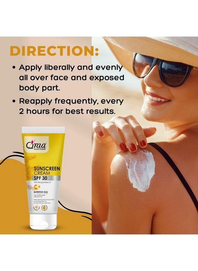 Qraa Sunscreen - Spf 30 Pa++++ Sunscreen Cream Spf 30|Helps Remove Tan|Helps In Sun Burn| Pack Of 3 (300Gm, 3)  - Image 4